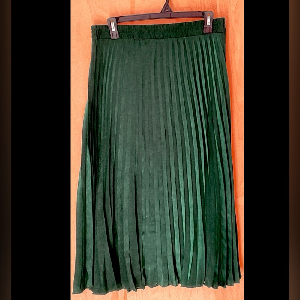 Max Studio Green Accordion Pleated Skirt - NWT
